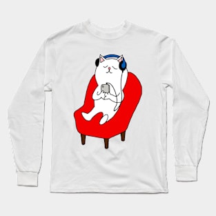 Chillin' White Cat Long Sleeve T-Shirt